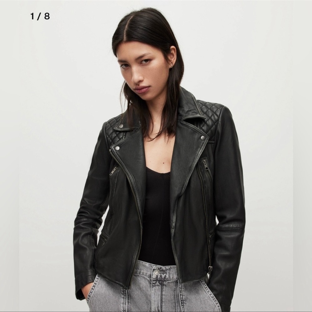 All Saints Cargo Leather Jacket Size 8